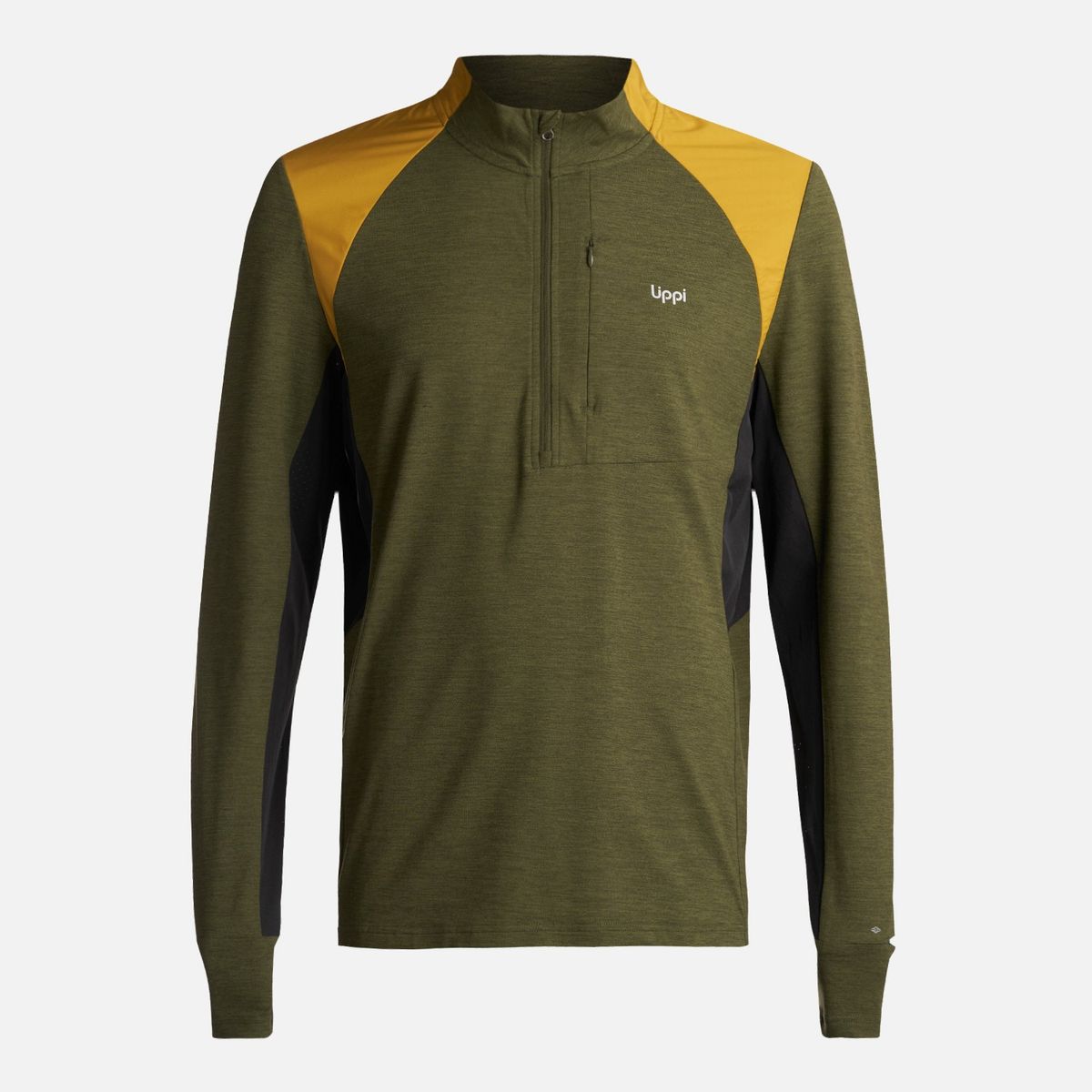 LIPPI - Poleron Hombre Egger 1/4 Zip Melange Verde Lippi