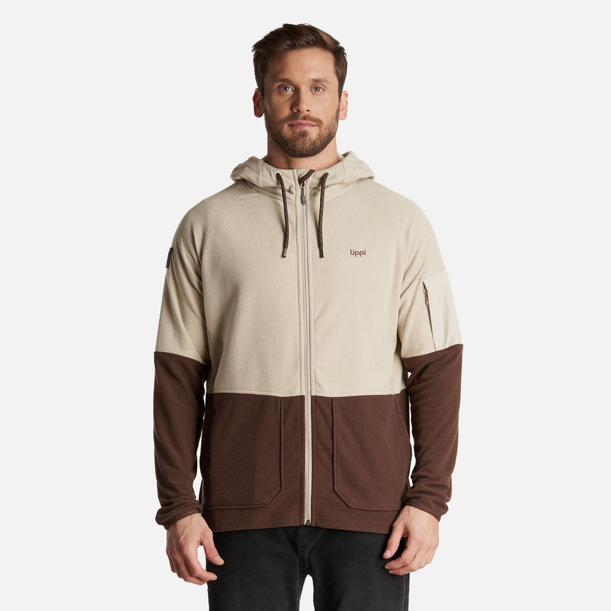 LIPPI - Poleron Hombre Stripes Nano-F Full Zip Hoody Crema Lippi