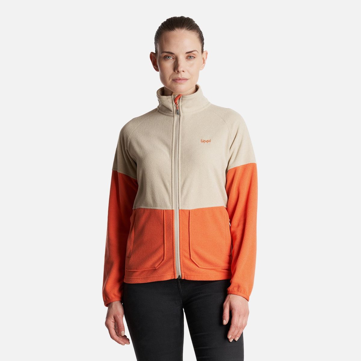 LIPPI - Poleron Mujer  Stripes Nano-F Full Zip Crema Lippi