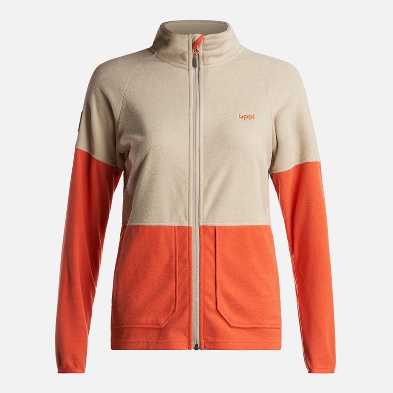 LIPPI - Poleron Mujer  Stripes Nano-F Full Zip Crema Lippi