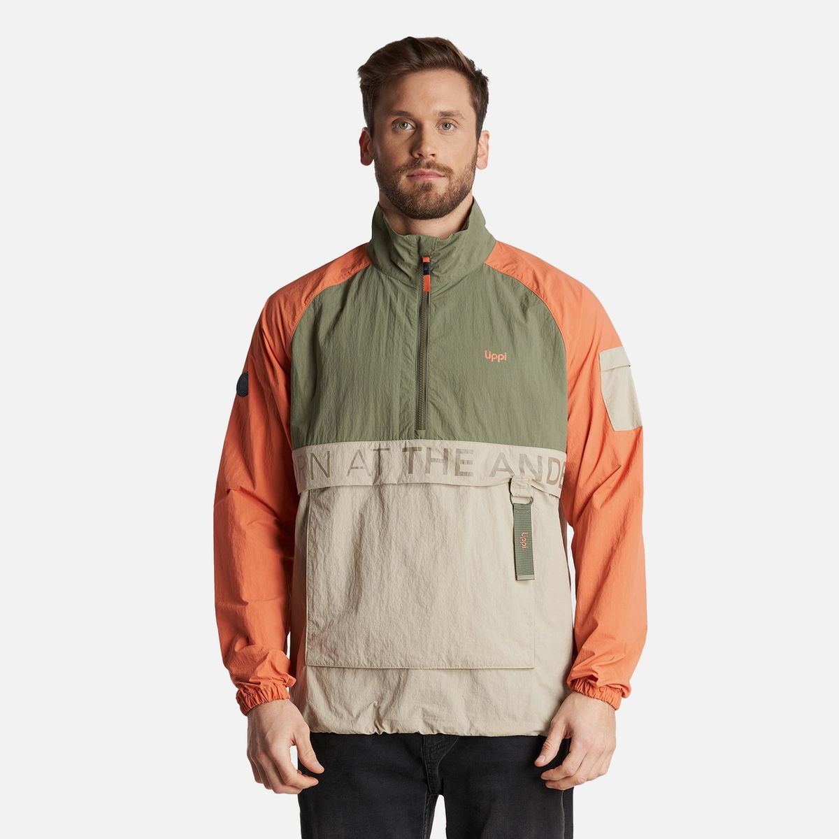 LIPPI - Chaqueta Hombre WindCity WindBreaker 1/4 Zip Jacket Verde Militar Lippi