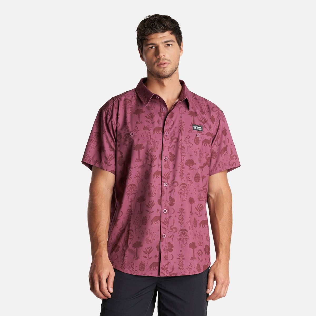 HAKA HONU - Camisa Hombre Cumbre Manga Corta Morado Haka Honu