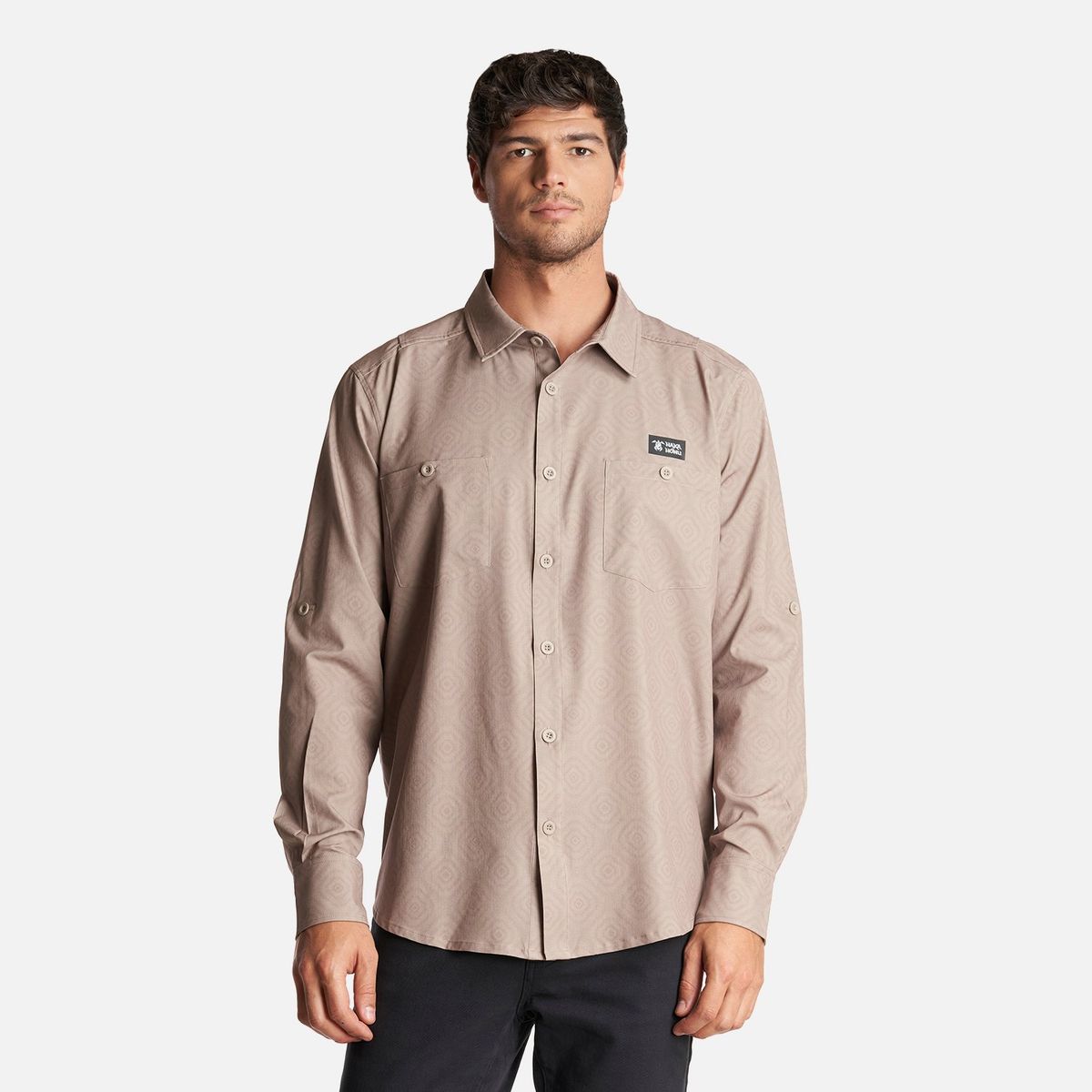 HAKA HONU - Camisa Hombre Cumbre Manga Larga Beige Haka Honu