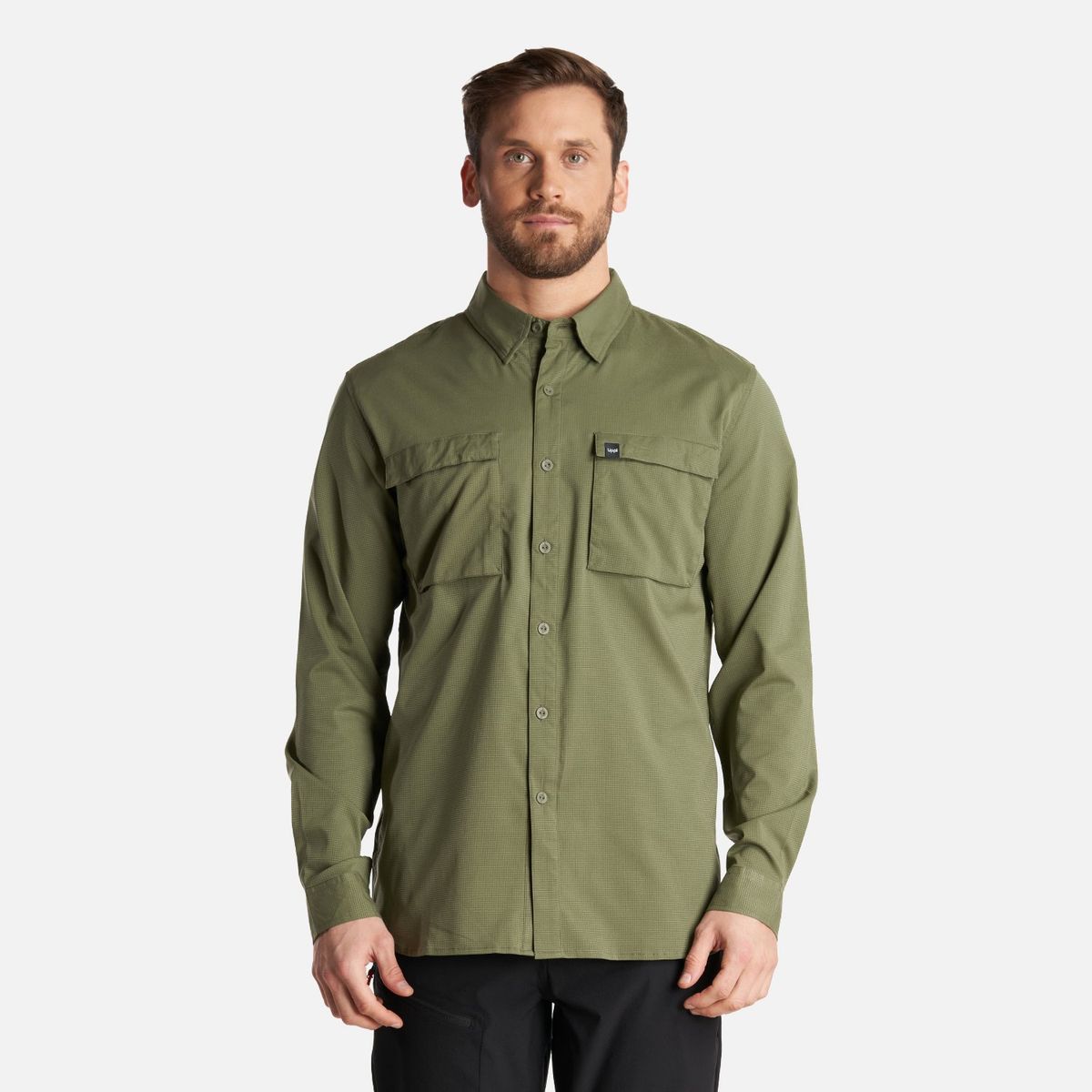 LIPPI - Camisa Hombre Rosselot Long Sleeve Q-Dry Shirt Verde Musgo Lippi