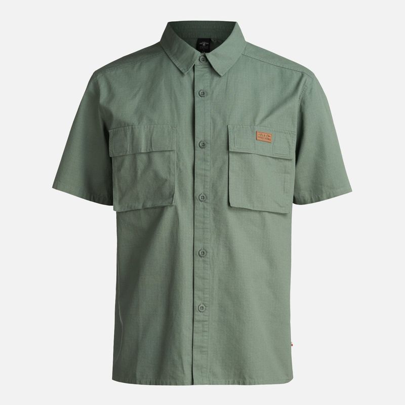 HAKA HONU - Camisa Hombre Safari Verde Musgo Haka Honu