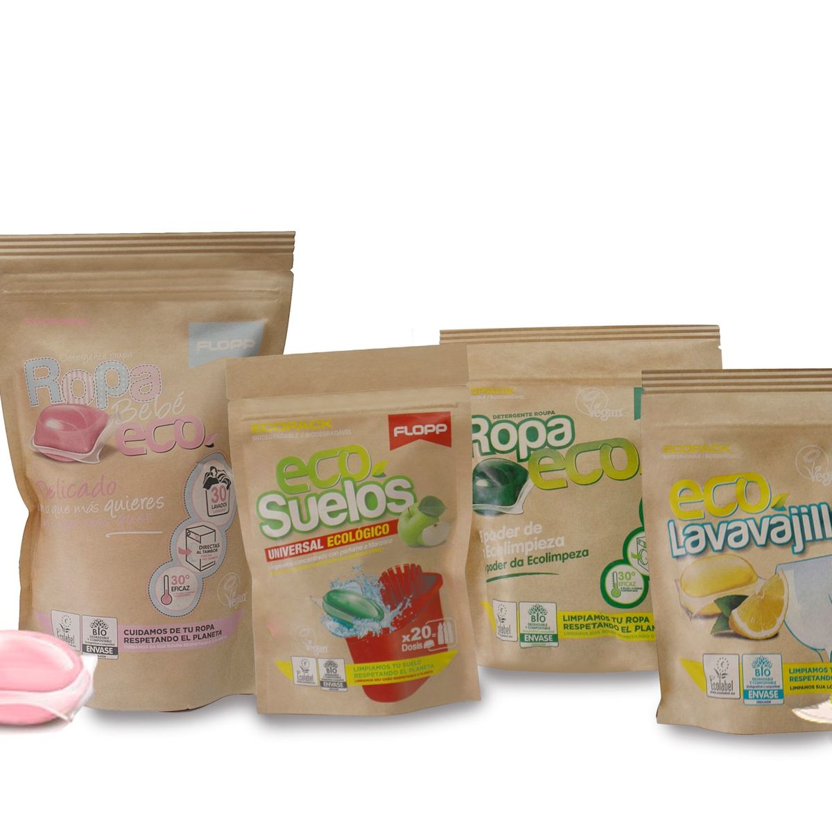 FLOPP - Detergente de ropa Bebé ecológico 30 cápsulas biodegradable