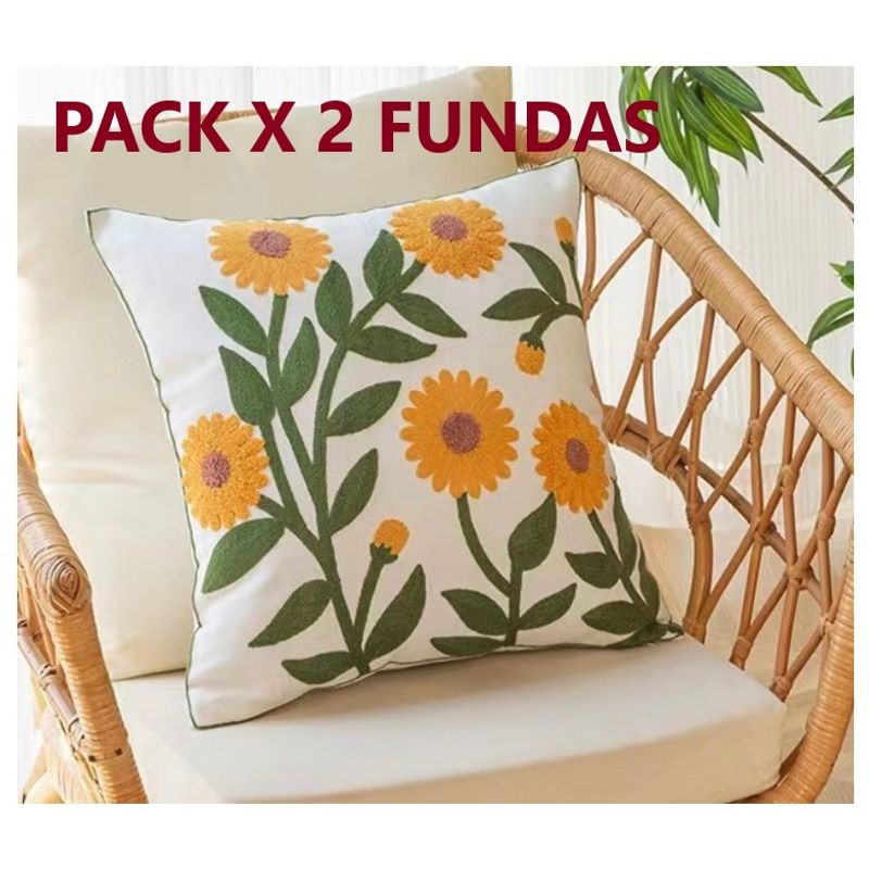 COMPRAPO - Set Pack 2 Fundas de Cojín Bordado Maravilla Del Sur 45x45 cm