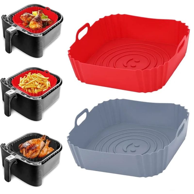 GENERICO - Set X2 Bandeja Silicona Freidora Aire Cuadrada AirFryer