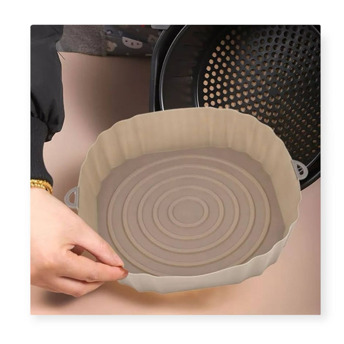 GENERICO - Set X2 Bandeja Silicona Freidora Aire Cuadrada AirFryer