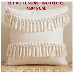 COMPRAPO - Set X 2 Fundas para Cojín Boho Flecos Crudo 45x45 cm