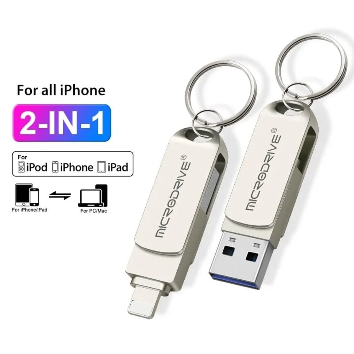 GENERICO - Memoria Pendrive Para IPhone Y iPad 128gb Usb 3.0 Llavero