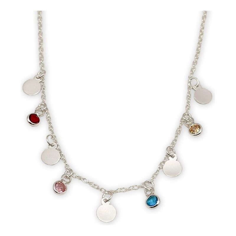 GENERICO - Collar Circones Colores Colgantes Plata Ley Ley 925 + Caja