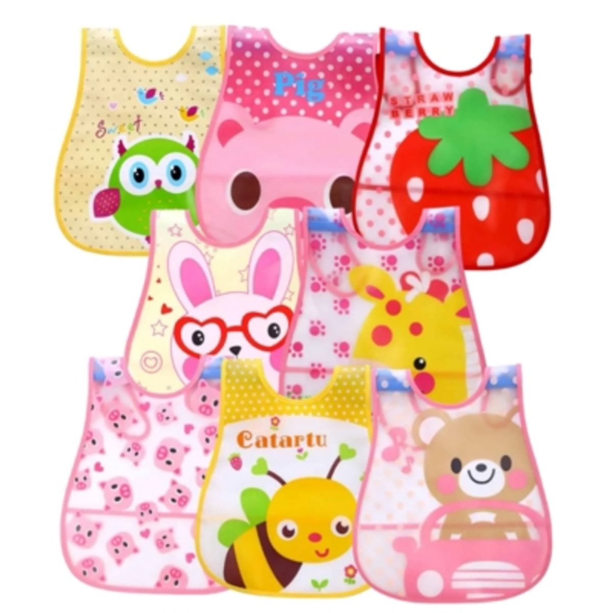 JUMP KIDS - Pack 6 Baberos Plásticos Regulables Niña Bebé