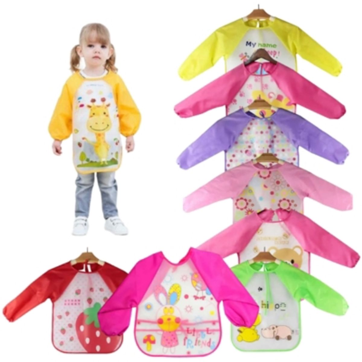 JUMP KIDS - Pack 3 Baberos Regulables con Mangas Para Bebés Jump Kids Niña