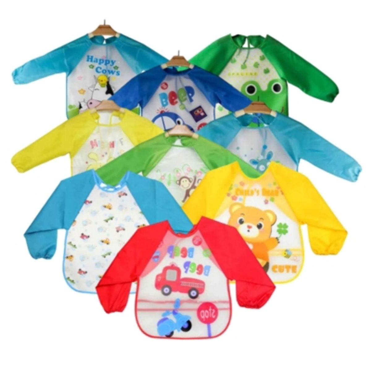 JUMP KIDS - Pack 6 Baberos Regulables con Mangas Para Bebés Jump Kids Niño