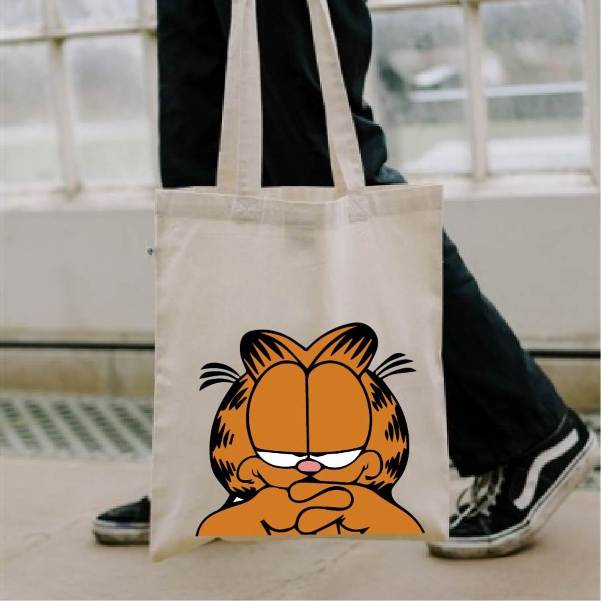 GENERICO - GARFIELD TOTE BAG  CREA  ESTAMPADO GARFIELD  COMICS 35 X 40 CM