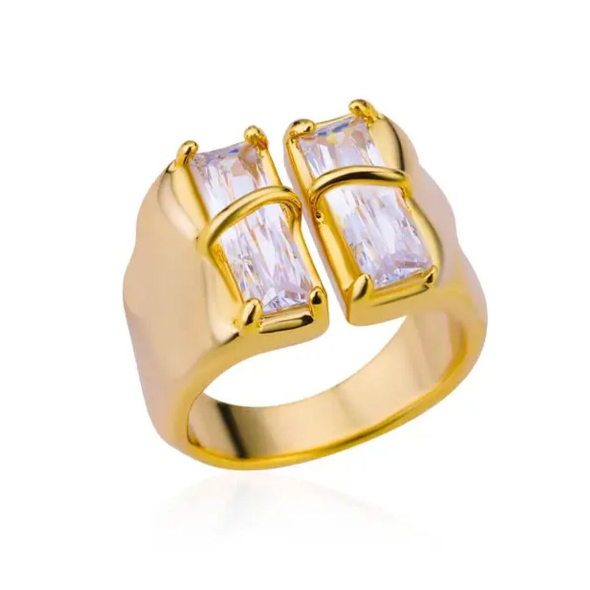 GENERICO - Anillo Ajustable piedras blancas en acero inoxidable