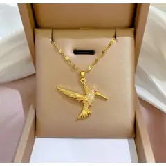 GENERICO - Collar Colibrí Mágico Acero Inoxidable y chapado en oro 18k