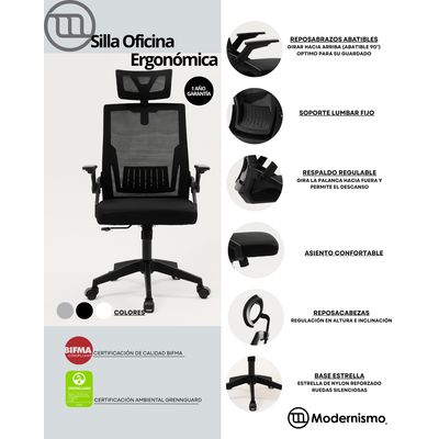 Imagen 2 del producto Silla de oficina ejecutiva Ergonomic Plus negra