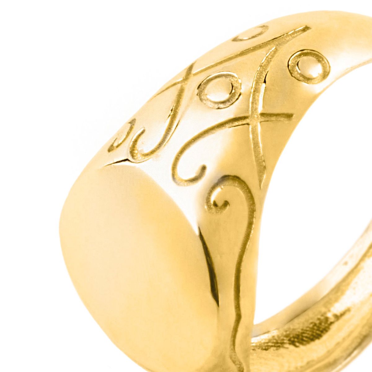 JB JOYAS BARON - Anillo de Plata Esterlina 925 Sello Tallado Revestido en Oro 18kt