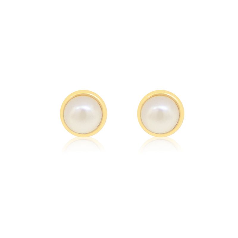 JB JOYAS BARON - Aros de Oro 18kt  Tipo Perla Cultivada de 3.0mm a 3.5mm