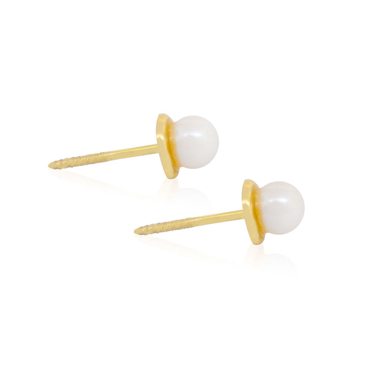 JB JOYAS BARON - Aros de Oro 18kt  Tipo Perla Cultivada de 3.0mm a 3.5mm