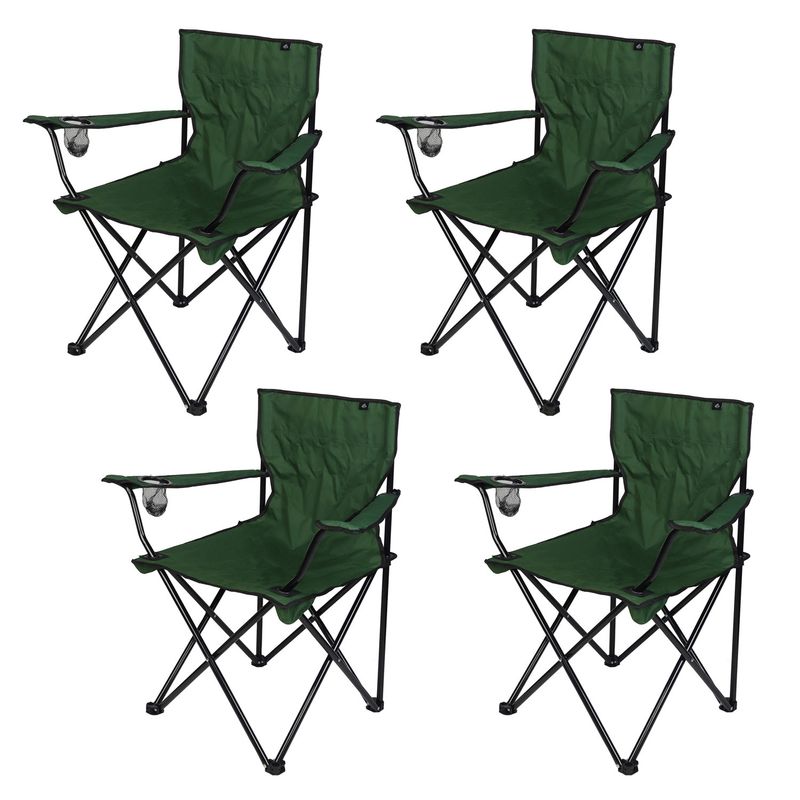RUTTA - Pack 4 Sillas Plegable Camping con Apoyabrazos Verde