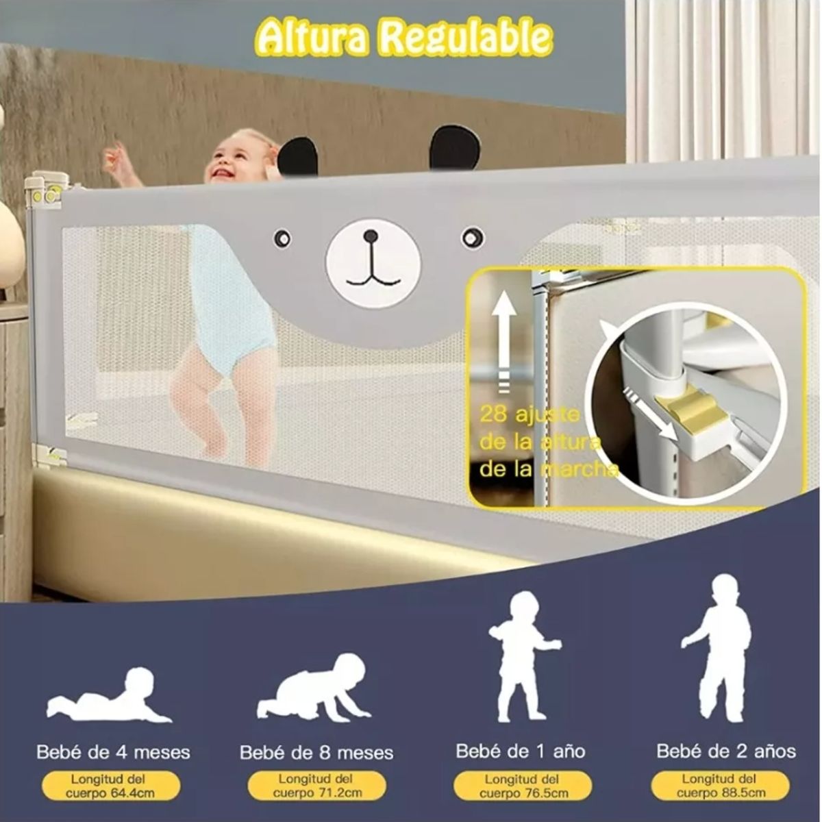 GENERICO - Baranda De Cama Seguridad Para Bebe Plegable 180cm NINO