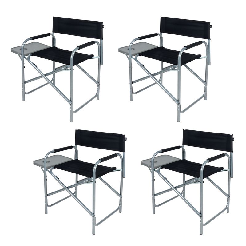 RUTTA - Pack 4 Sillas con Bandeja Plegable Negro