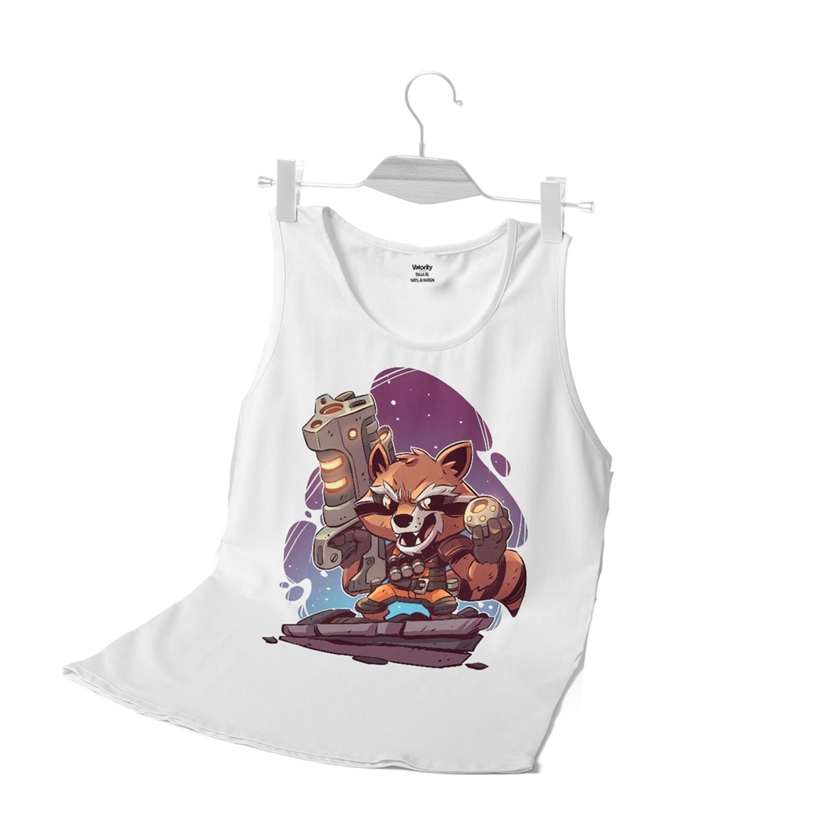 GENERICO - Polera Musculosa Rocket Raccoon Chibi - Blanco
