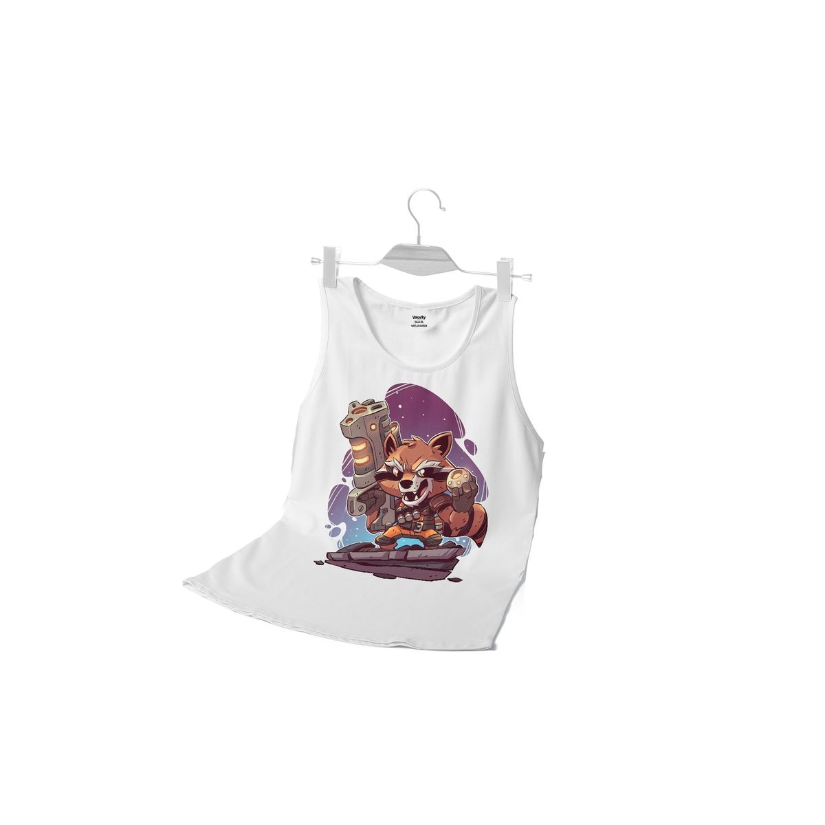 GENERICO - Polera Musculosa Rocket Raccoon Chibi - Blanco