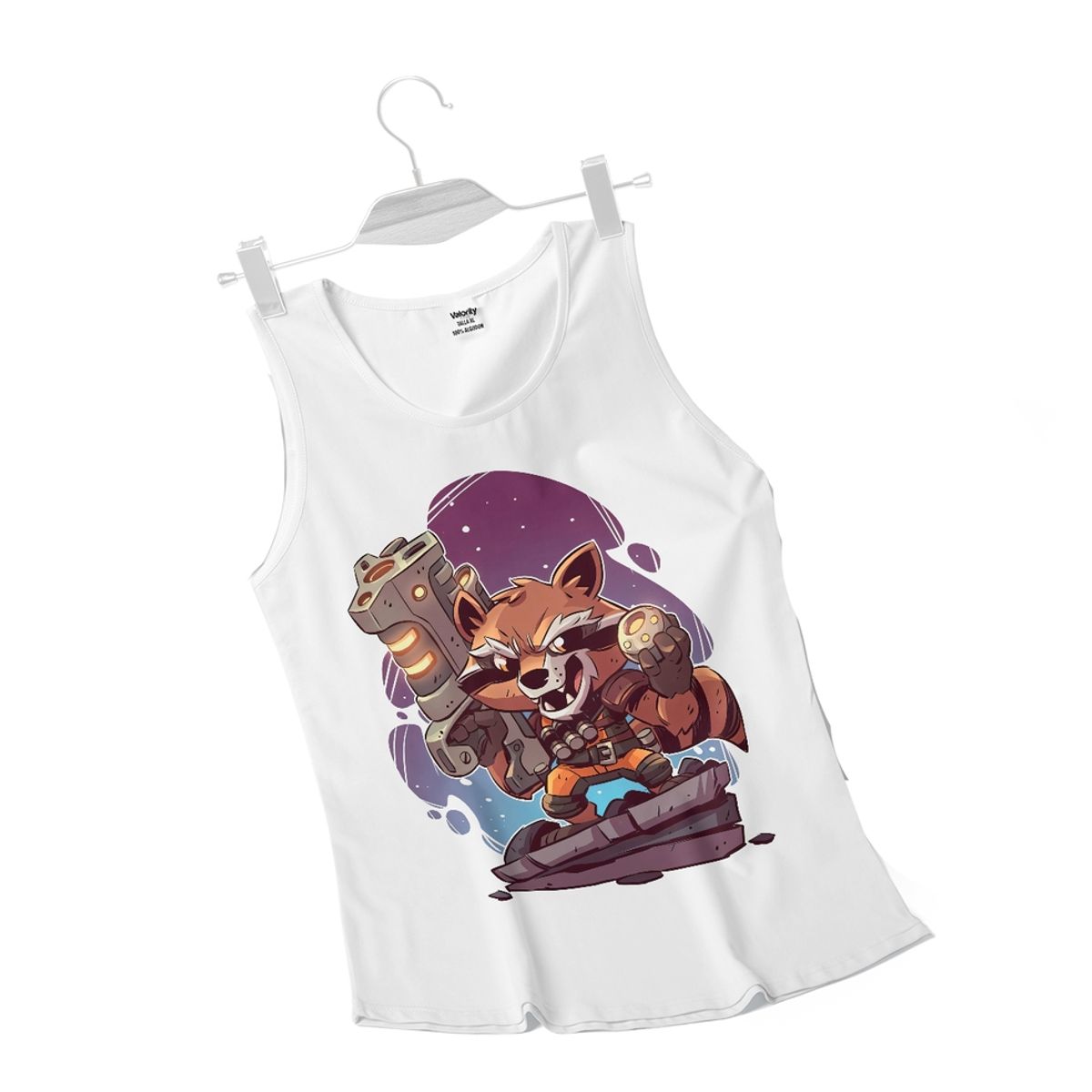 GENERICO - Polera Musculosa Rocket Raccoon Chibi - Blanco