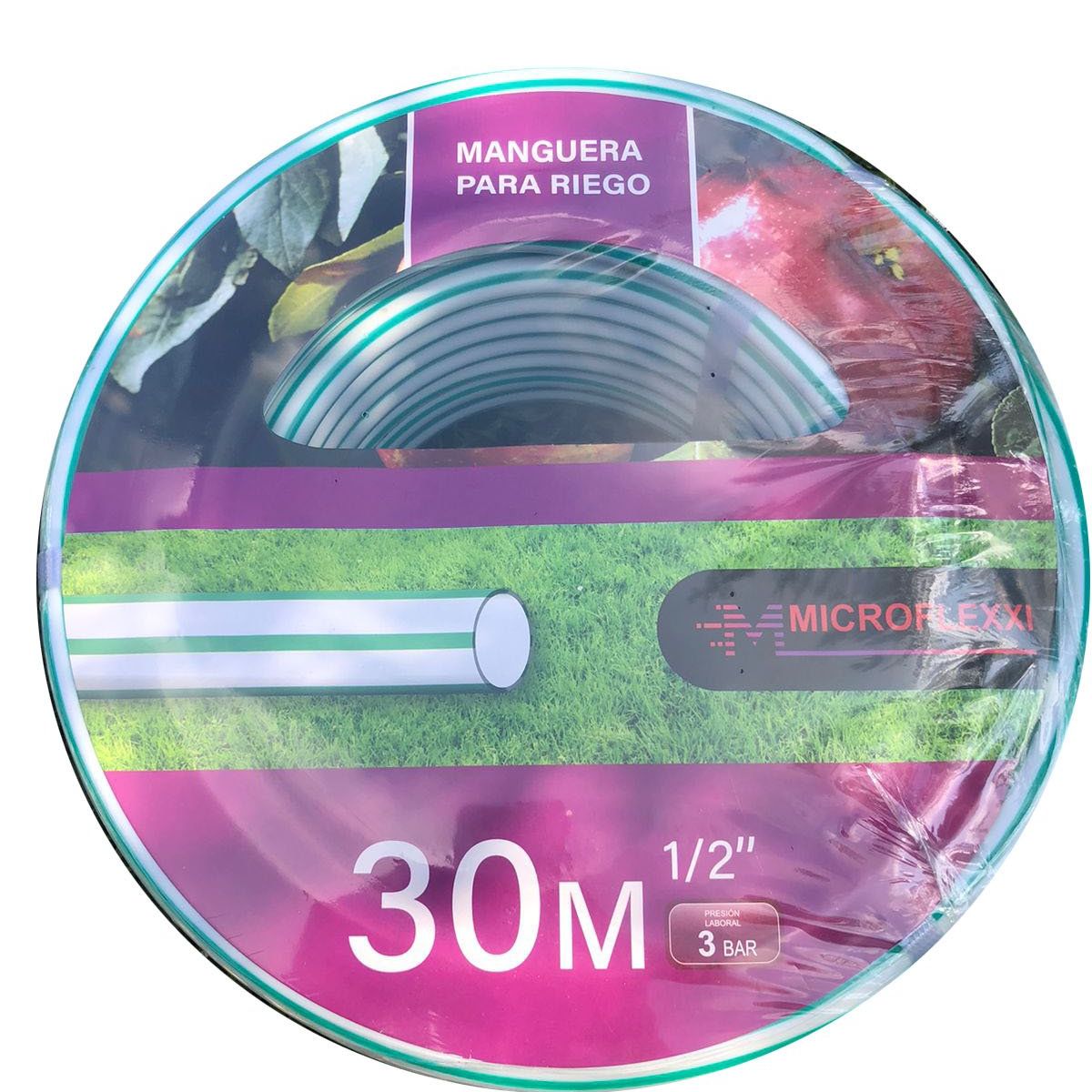 MICROFLEXXI - Manguera Riego PVC Bicolor 1/2 Pulgada X 30 Mts MicrofleXXI