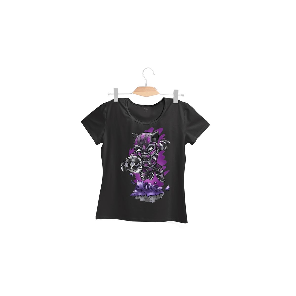 GENERICO - Polera Mujer Pantera Negra Chibi - Negro
