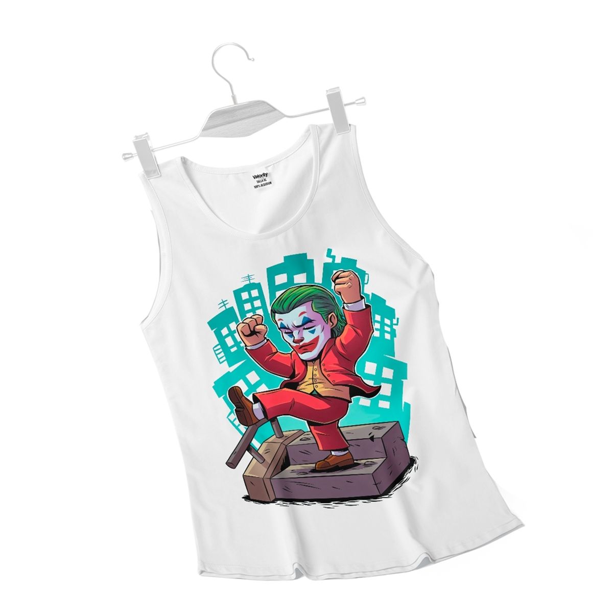 GENERICO - Polera Musculosa Guasón Chibi - Blanco