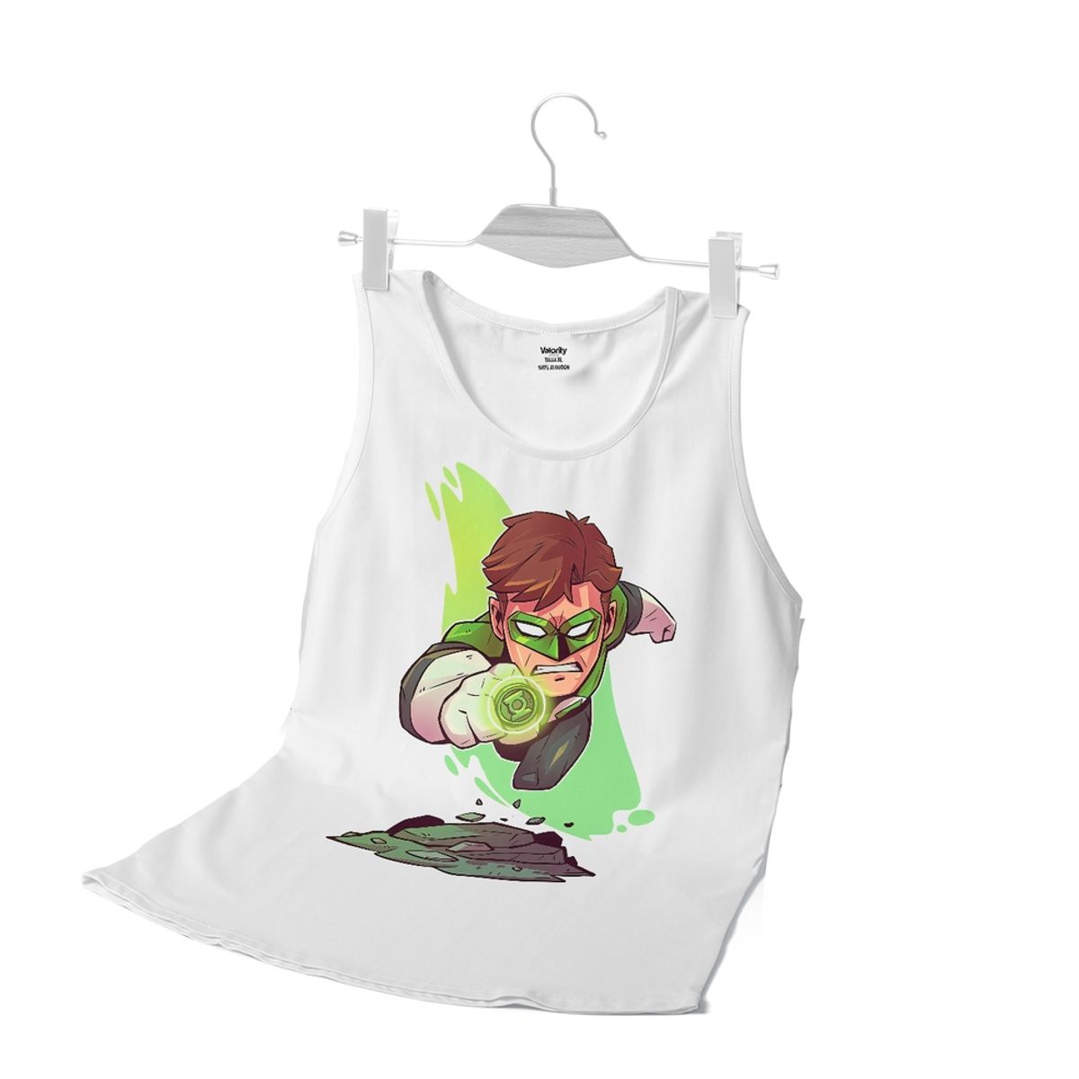 GENERICO - Polera Musculosa Linterna Verde Chibi - Blanco