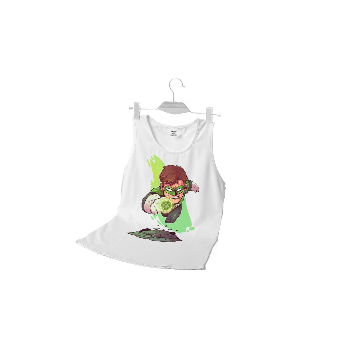 GENERICO - Polera Musculosa Linterna Verde Chibi - Blanco