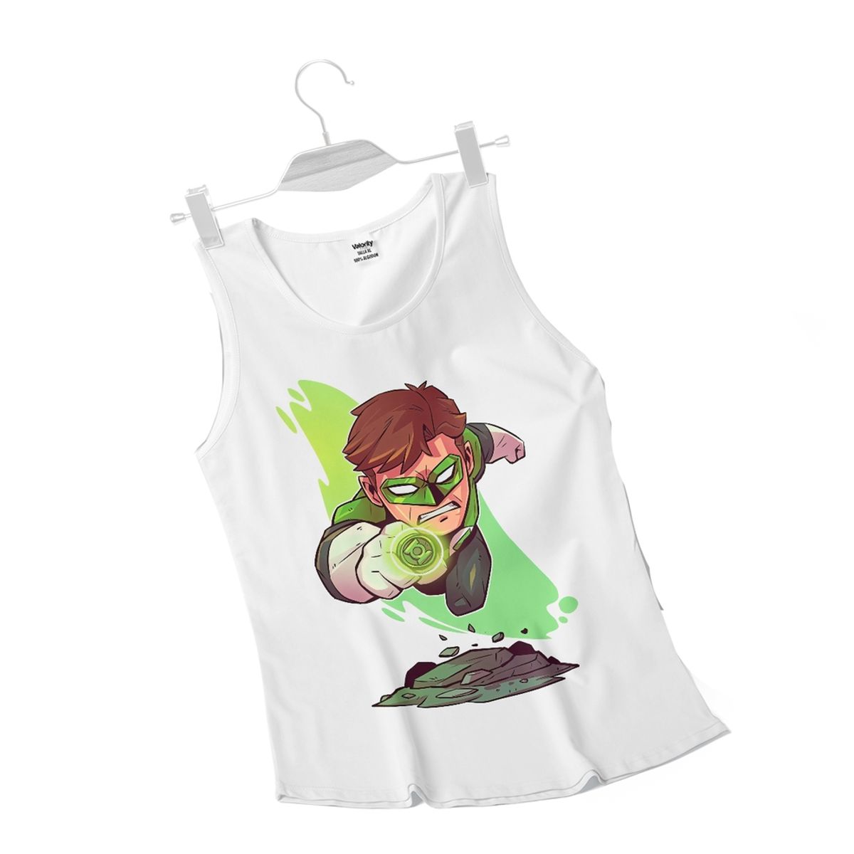 GENERICO - Polera Musculosa Linterna Verde Chibi - Blanco