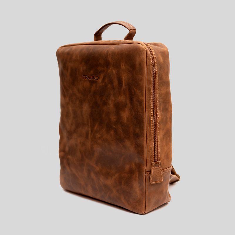 TRAUKO - Mochila Unisex Cuero Café Trauko Verona