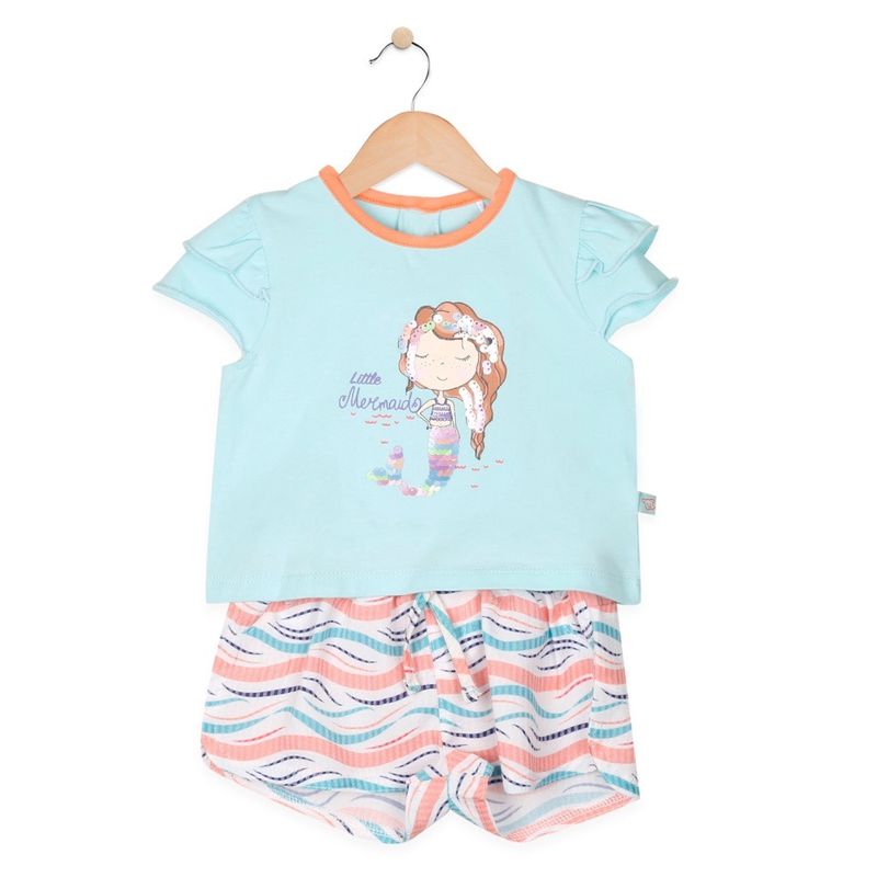 PILLIN - Conjunto Bebe Algodón Verano Niña Menta PILLIN