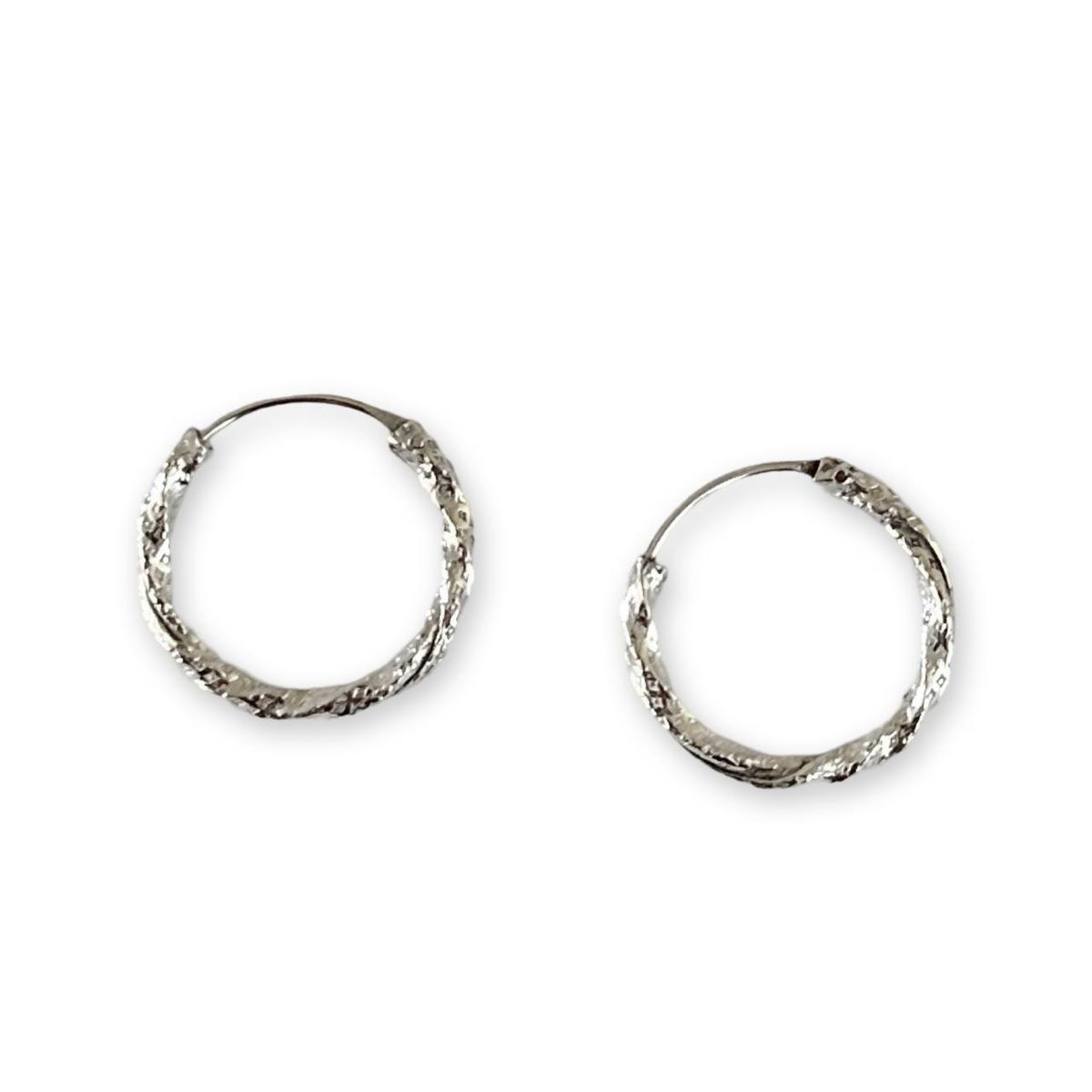 GENERICO - Aro Argolla Modelo Entorchada Pequeña Plata Ley 925 Mas Caja