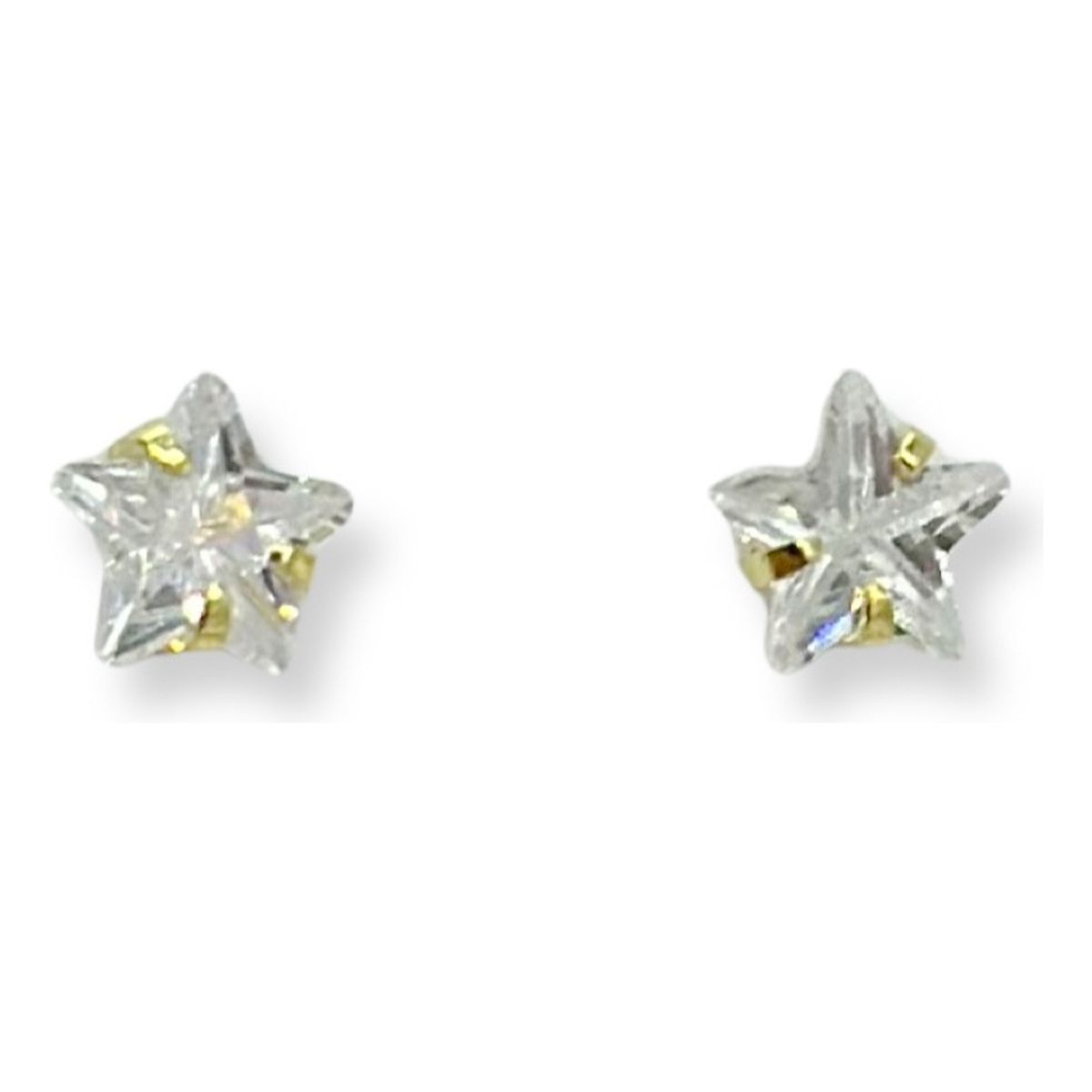 GENERICO - Aros Apegado Estrella Circon Enchapado En Oro Mas Caja