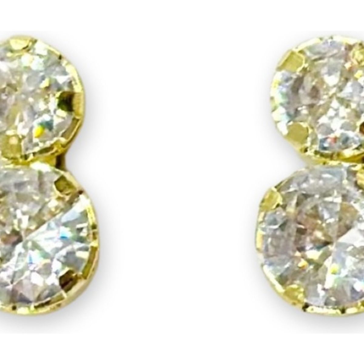 GENERICO - Aros Punto De Luz Doble Circon Enchapado En Oro Mas Caja