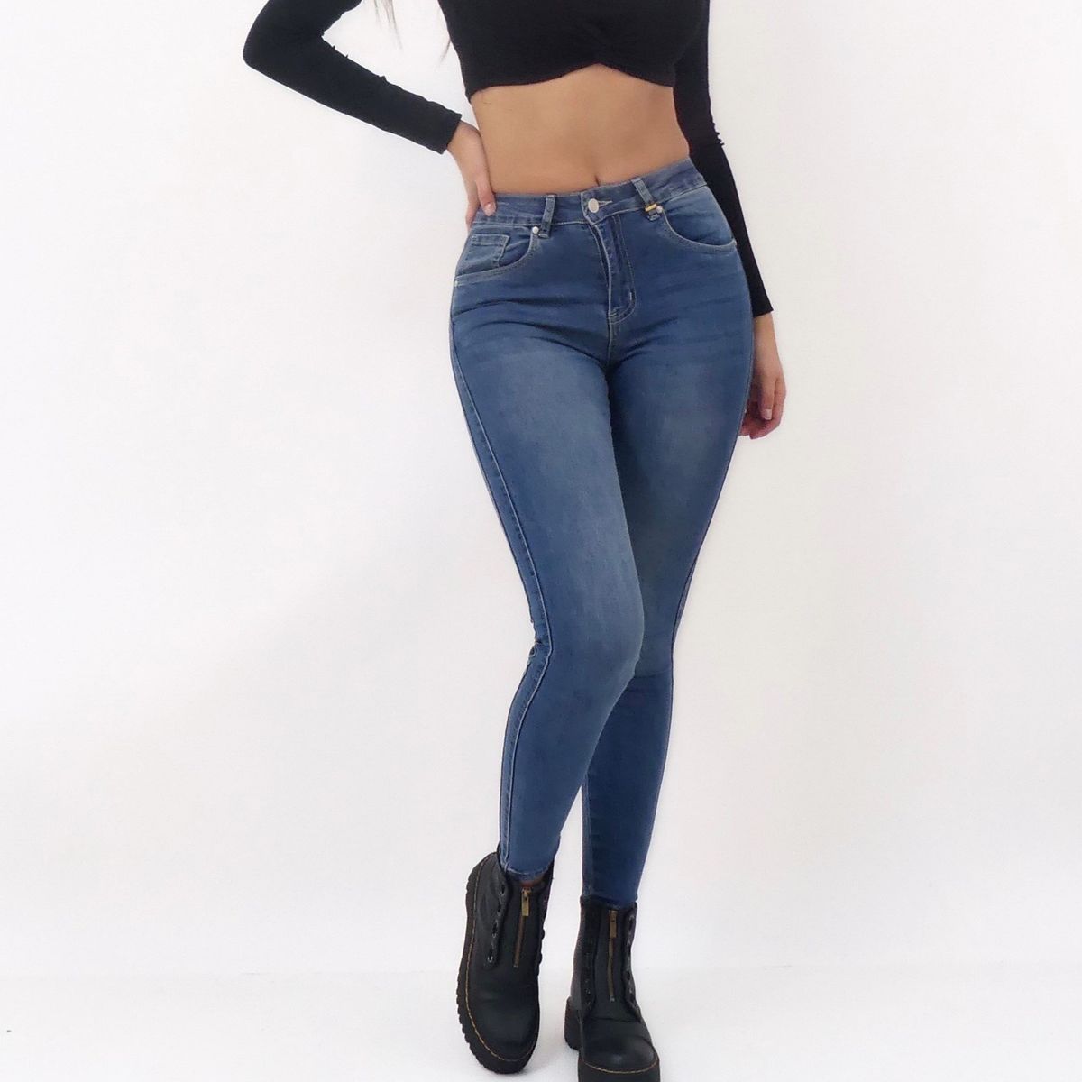 GENERICO - Jeans Skinny Azul Claro detalle lateral
