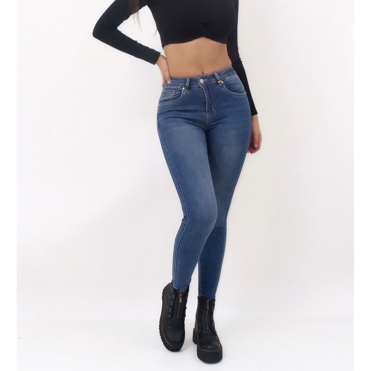 GENERICO - Jeans Skinny Azul Claro detalle lateral