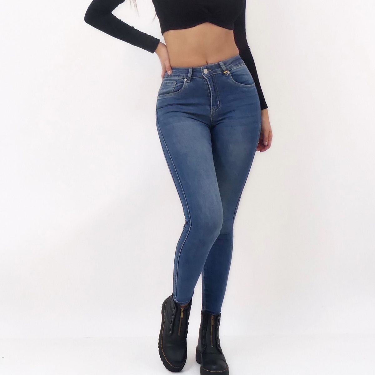 GENERICO - Jeans Skinny Azul Claro detalle lateral