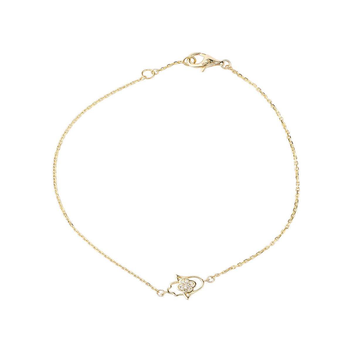 JB JOYAS BARON - Pulsera de Oro 18kt Mano de Fátima Diamantes 3Pts totales