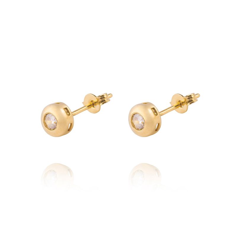 JB JOYAS BARON - Aros de Oro 18kt Con Punto de Luz Circonita 4mm