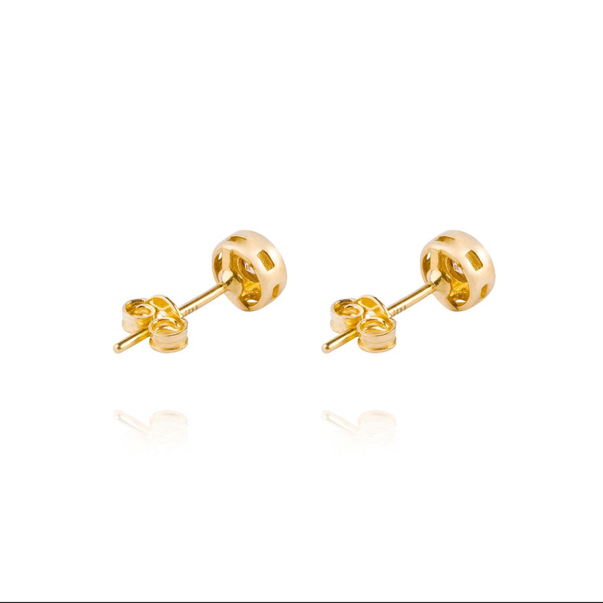 JB JOYAS BARON - Aros de Oro 18kt Con Punto de Luz Circonita 4mm
