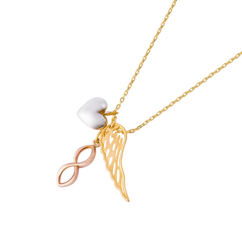 JB JOYAS BARON - Collar de Oro 18kt Ala Corazon Infinito